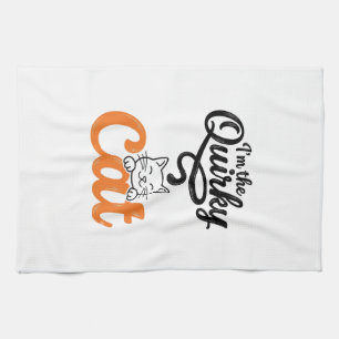Quirky Cat Vintage Engraving Cat Lover Design_1 Tea Towel