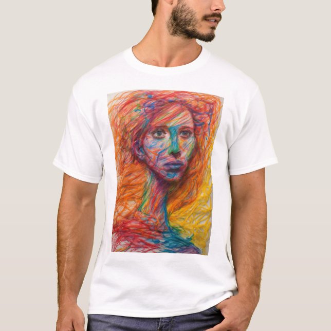 Quirky Charm: Ugly Woman's Chaotic Scribbles Tee (Front)