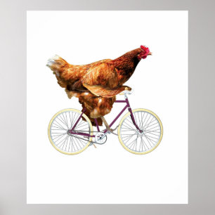 Quirky Chicken Riding Bicycle Poster