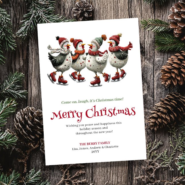 Quirky Chickens Holiday Greeting Editable Card (Quirky Chickens Holiday Greeting Editable Card)