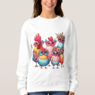 Quirky Chickens with Glasses Women’s T-Shirt Sweatshirt