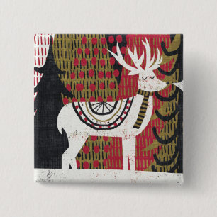 Quirky Christmas Deer 15 Cm Square Badge