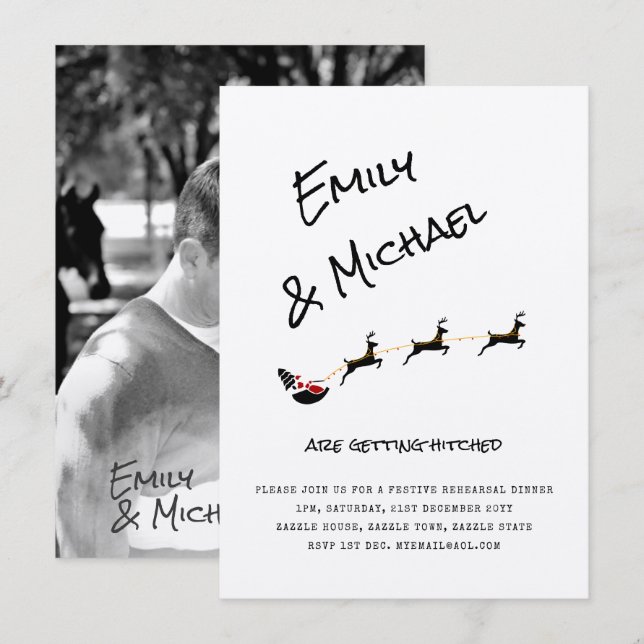 Quirky Christmas Wedding/Dinner/Engagement PHOTO Invitation (Front/Back)