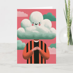 Quirky Cloud Head Surreal Character Art Card