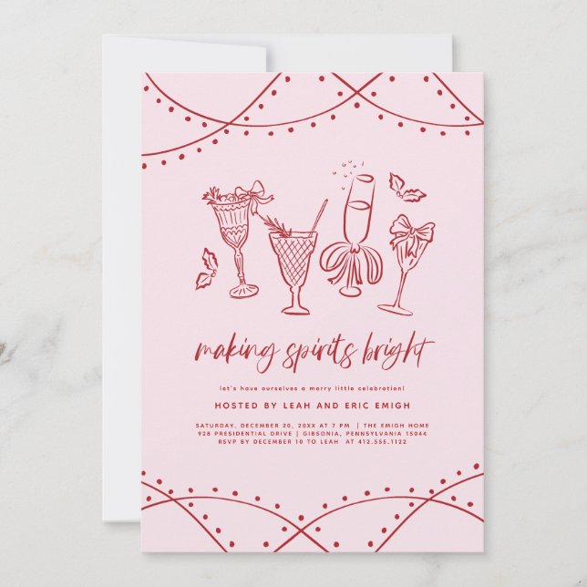 Quirky Cocktail Christmas Party Invitation (Front)