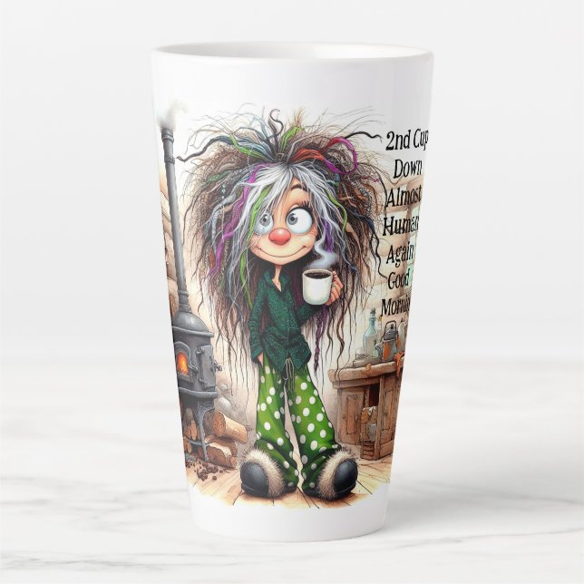 Quirky Coffee Lady Almost Human Latte Mug (Front)