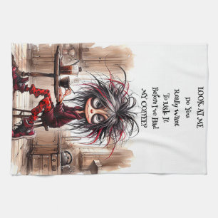 Quirky Coffee Lady Risk It Kitchen Towels
