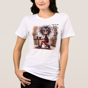 Quirky Coffee Lady Risk It T-Shirt Tri-Blend Shirt