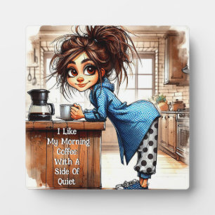 Quirky Coffee Lady Side Of  Plaque with Easel