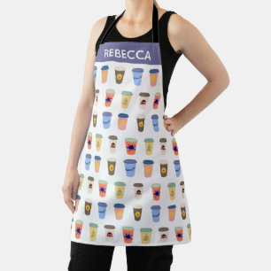 Quirky Coffee Lovers Take-Away Cups Personalised Apron
