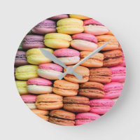 Quirky Colorful Macaroons Round Clock