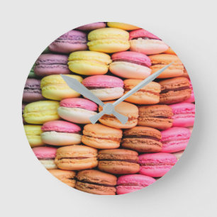 Quirky Colorful Macaroons Round Clock