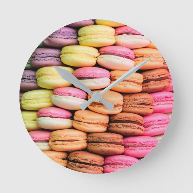 Quirky Colorful Macaroons Round Clock (Front)