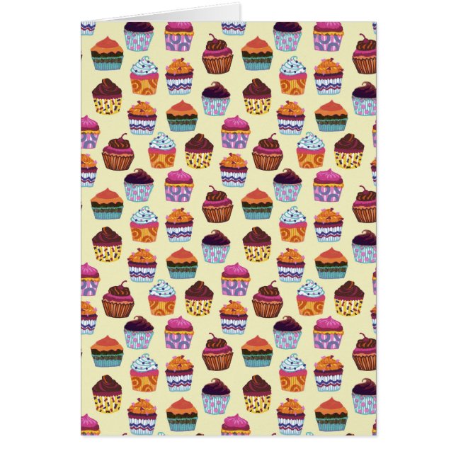 Quirky Colourful Cupcakes Illustration Pattern (Front)