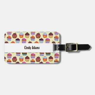 Quirky Colourful Cupcakes Illustration Pattern Luggage Tag