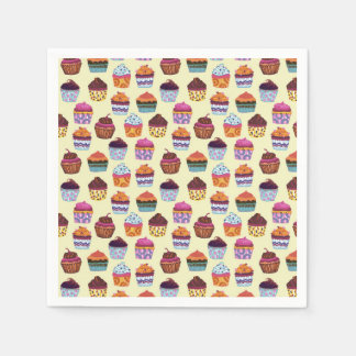Quirky Colourful Cupcakes Illustration Pattern Napkin