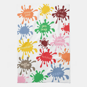 Quirky Colourful Food Stain Splatter Tea Towel