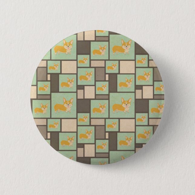 Quirky Corgi Kraft Present Gift Wrap Wrapping 6 Cm Round Badge (Front)