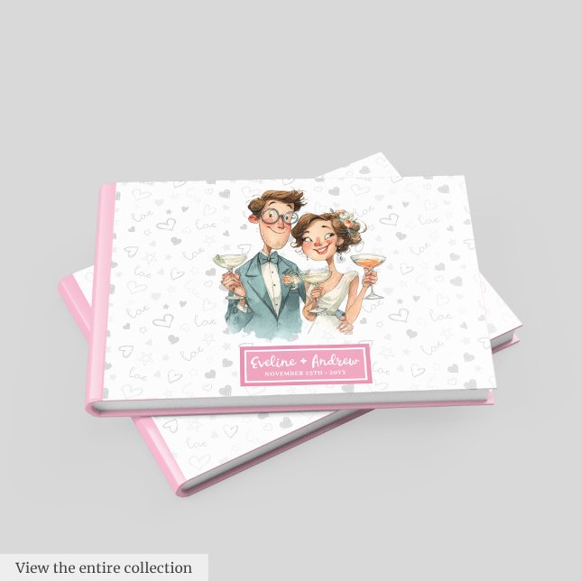 Quirky Couple Wedding Guest Book Funny Watercolor (Quirky Couple Wedding Guest Book Funny Watercolor)