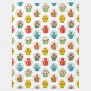 Quirky Cupcakes Fleece Blanket, Large Blanket