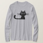 Quirky Cute Black Kitty Cat with Long Whiskers T-Shirt<br><div class="desc">Quirky black kitty cat with big wide eyes, long whiskers and long tail. A fun cat lover's sweatshirt. This cool kitty shirt is available in many t-shirt styles for men, women, kids and babies. Makes the purr-fect gift! Visit Jenn's Doodle World for more fun apparel and gifts featuring this whimsical...</div>