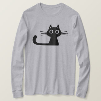 Quirky Cute Black Kitty Cat with Long Whiskers T-Shirt