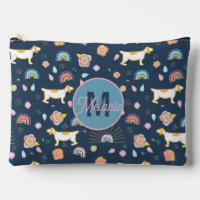 Quirky Cute Dog Rainbow Pattern Blue Personalised