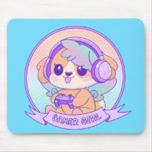 Quirky cute Kawaii Video Gamer Girl Dog