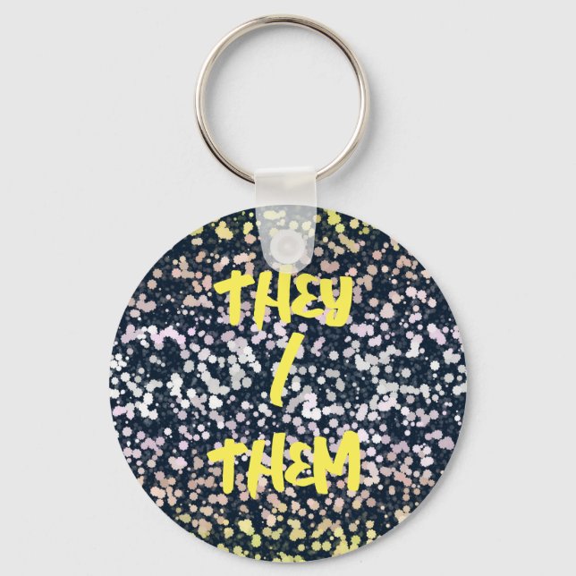Quirky Cute Retro Boho Flora Pangender Pride Flag Key Ring (Front)