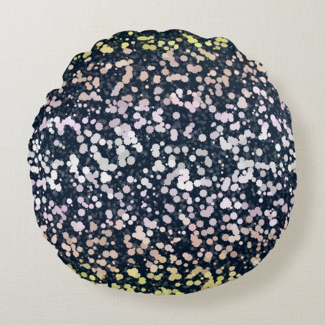 Quirky Cute Retro Boho Flora Pangender Pride Flag Round Cushion (Front)