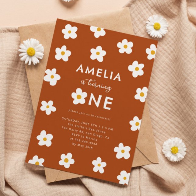 Quirky Daisy Girl 1st Birthday Party Invitation (Creator Uploaded)