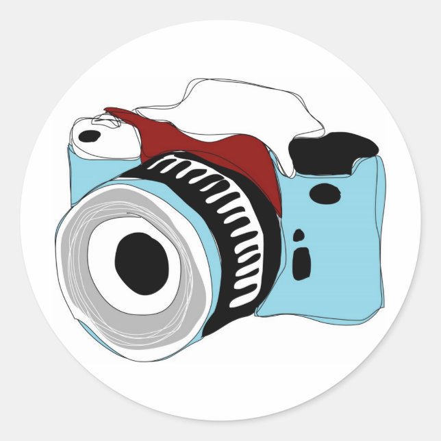Quirky digital camera illustration classic round sticker (Front)