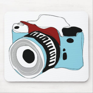 Quirky digital camera illustration mouse mat