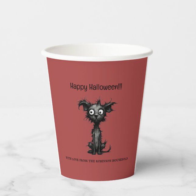 Quirky Dog Happy Halloween  Paper Cups (Front)