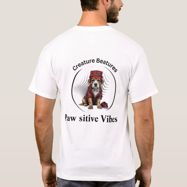 quirky dog in Scottish Tartan | Funny Sarcasm T-Shirt (Back)