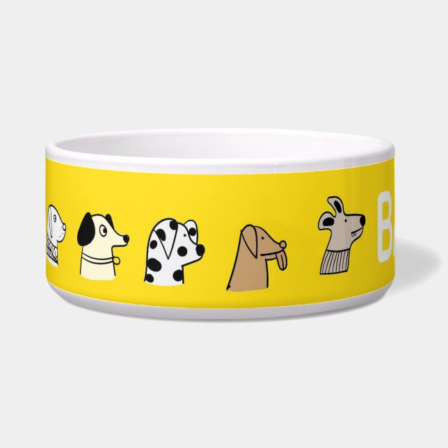 Quirky Dog Profile Pattern Yellow Personalised (Left)