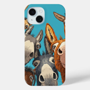 Quirky Donkey Squad - Colorful Group Illustration iPhone 15 Case
