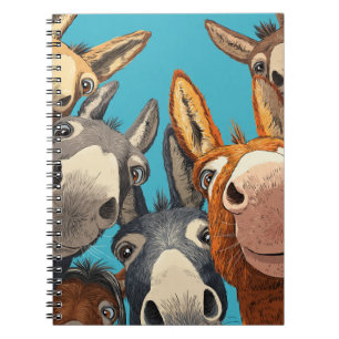 Quirky Donkey Squad - Colourful Group Illustration Notebook