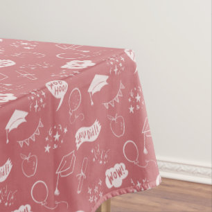 Quirky Doodle Blush Pink Graduation Party Tablecloth