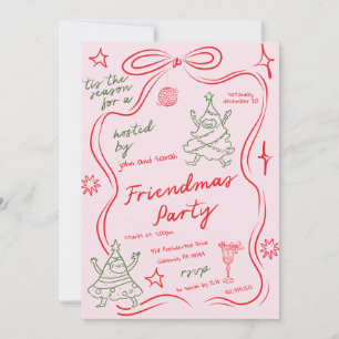 Quirky Doodle Christmas Friendmas Party Invitation