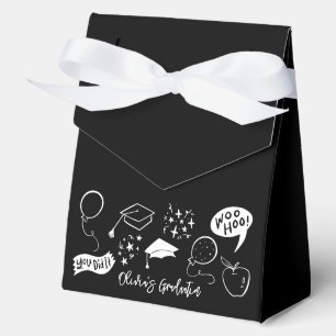 Quirky Doodle Graduation Party Black Favour Box