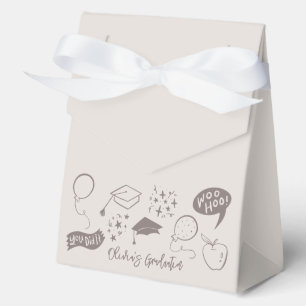 Quirky Doodle Graduation Party Sandy Beige Favour Box