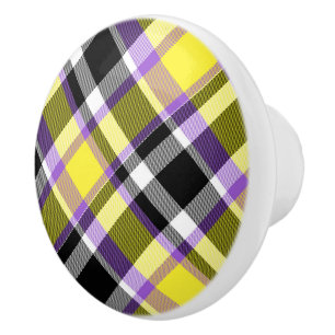 Quirky Eclectic Boho Nonbinary Plaid Pride Flag Ceramic Knob