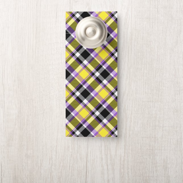 Quirky Eclectic Boho Nonbinary Plaid Pride Flag Door Hanger (On Knob)
