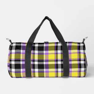 Quirky Eclectic Boho Nonbinary Plaid Pride Flag Duffle Bag
