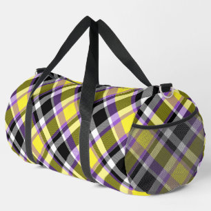 Quirky Eclectic Boho Nonbinary Plaid Pride Flag Duffle Bag