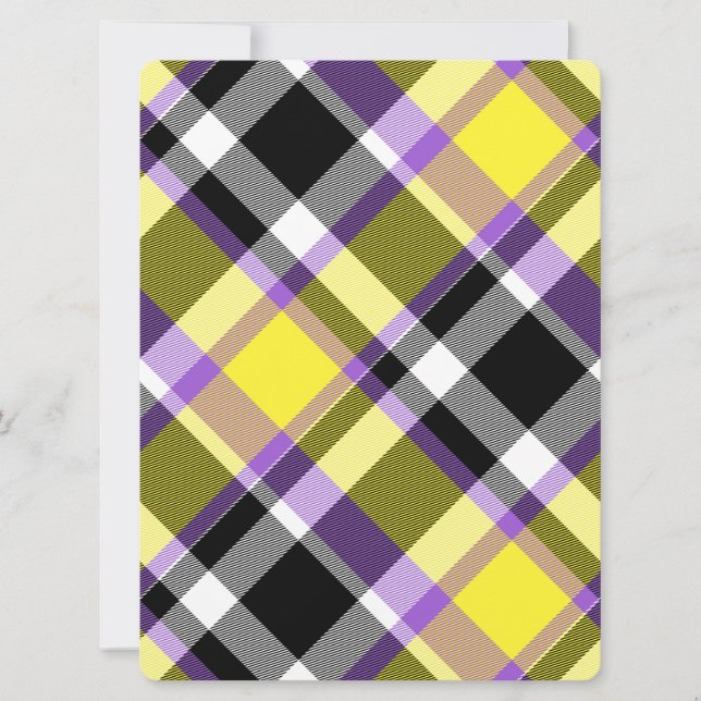 Quirky Eclectic Boho Nonbinary Plaid Pride Flag Holiday Card (Front)