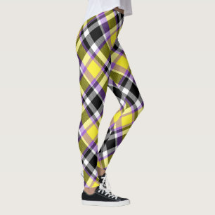 Quirky Eclectic Boho Nonbinary Plaid Pride Flag Leggings