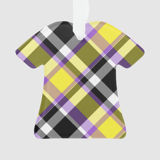 Quirky Eclectic Boho Nonbinary Plaid Pride Flag Ornament (Front)