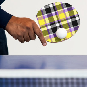 Quirky Eclectic Boho Nonbinary Plaid Pride Flag Ping Pong Paddle